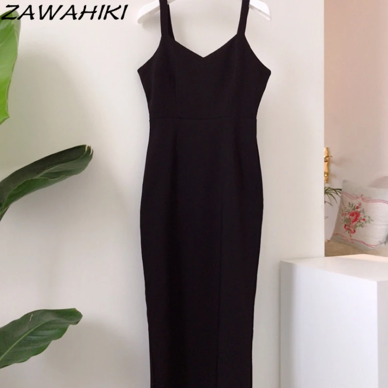 

ZAWAHIKI Elegant Sets for Women Autumn Sweet Hook Flower Hollow Turn Down Collar Shirt Slim Black Sexy Sling Dress Chic Suit