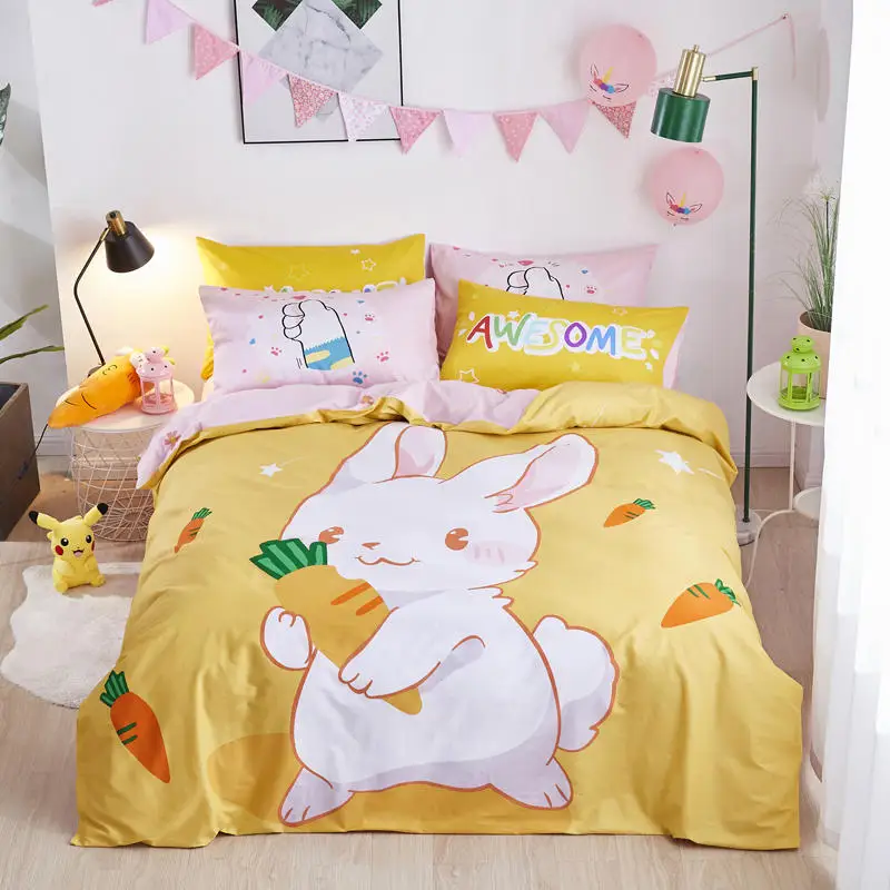 Оригинальное хлопковое детское постельное белье с морковкой желтого цвета для