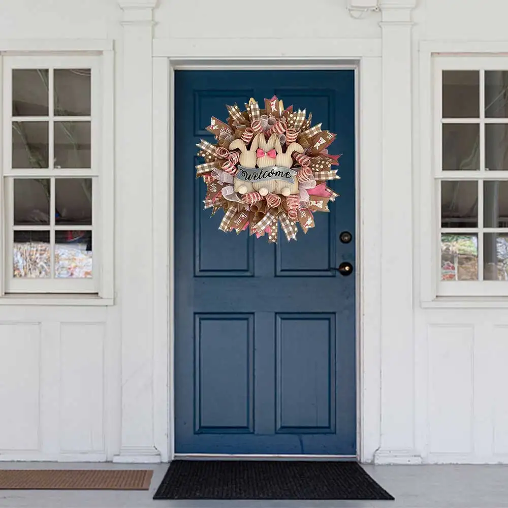 

Easter Rabbit Wreath Decor With Easter Cross Garland Cartoon Rabbit Shape Wreath Cartoon Bunny Home Decor Ornaments