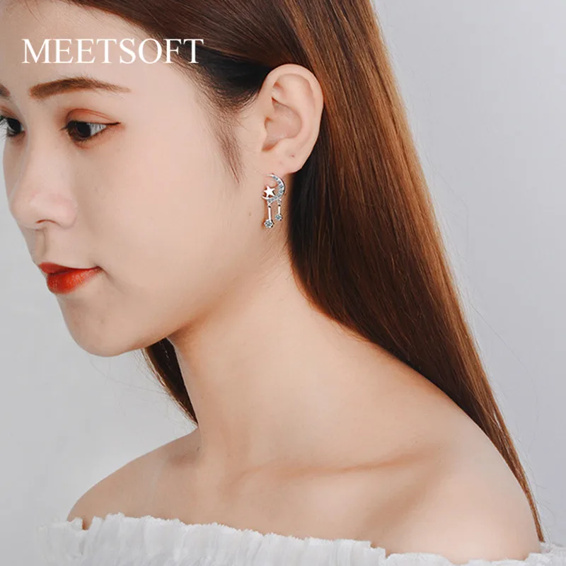 Женские серьги-подвески MEETSOFT гипоаллергенные серьги из стерлингового серебра 925