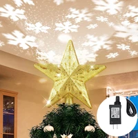 christmas tree topper star snowflake projector light 3d led rotating glitter hollow tree topper christmas decoration ornaments
