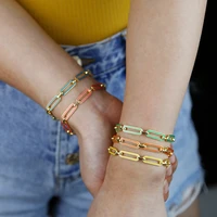 summer new arrived fashion jewelry gold color rainbow neon enamel candy color girl women rectangle box chain bracelet