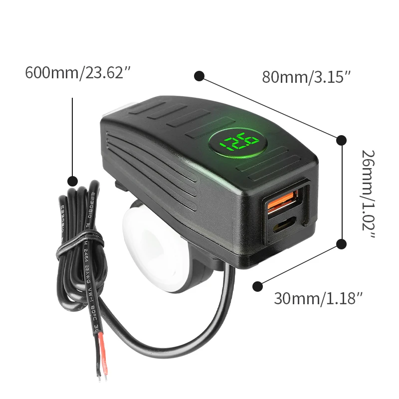 qc3 0 fast charge type c motorcycle usb charger port 12v voltmeter motos power adapter kit outlet plug switch mobile phone pd free global shipping