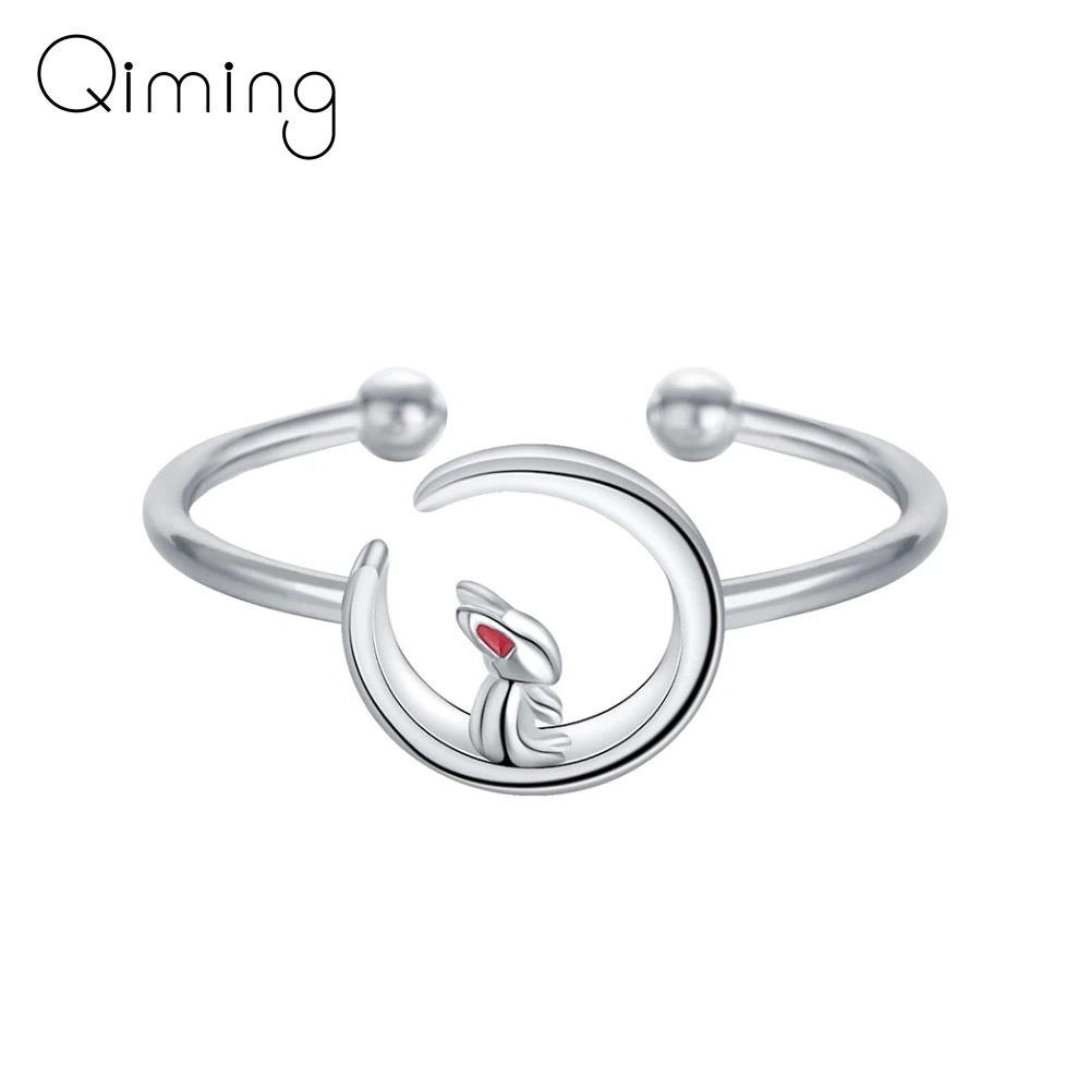 Кольцо в виде кролика и Полумесяца для женщин девочек|Кольца| |