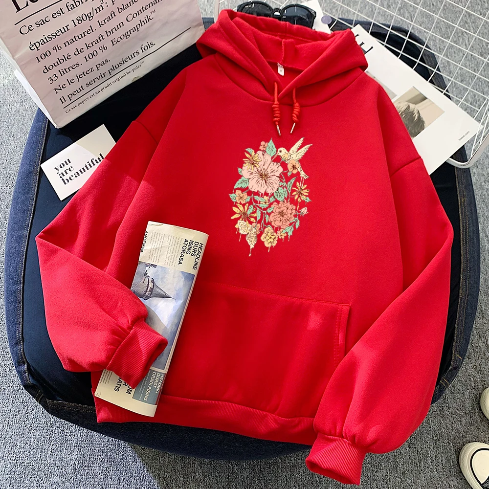 Женская флисовая толстовка с капюшоном цветочным принтом | одежда