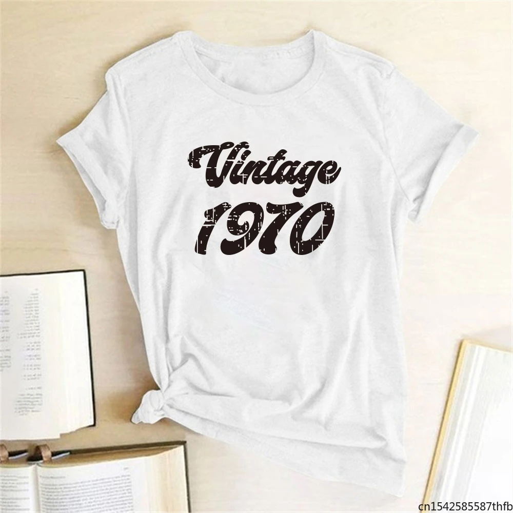 

Vintage 1970 Letter Printing T-shirts Women Summer Short Sleeve T-Shirts Casual Harajuku Top Femme O Neck Camisetas Mujer