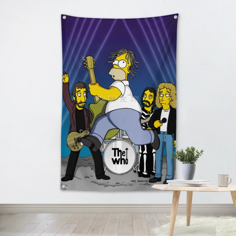 

THE WHO Rock Music Hanging Cloth Wall Art Rock Band Flag Banner Canvas Printing Stickers Tapestry Mural Living Room Wall Decor