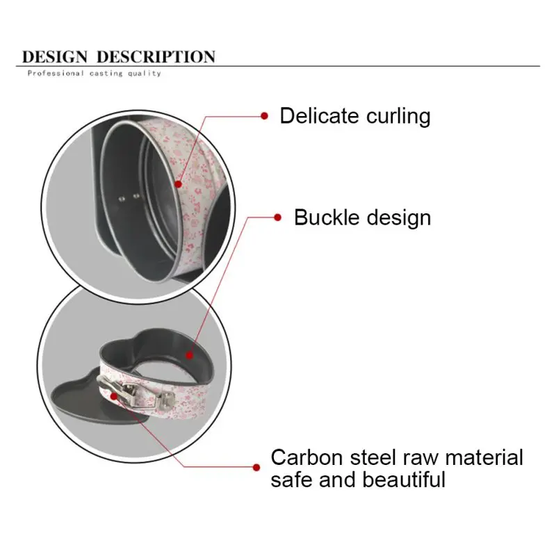 

Heart-shaped Rectangular Floral Pattern Baking Mold Flexible Bottom Carbon Steel Belt Buckle Baking Tool For Kitchen