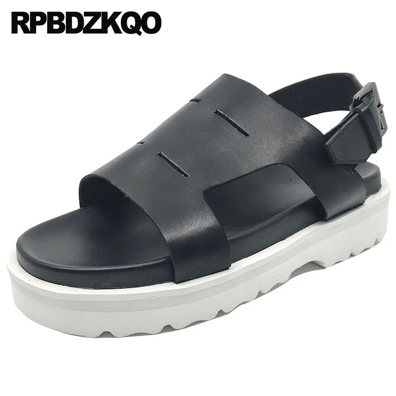 

Strap Outdoor Italian Designer Shoes Men High Quality Breathable Black Genuine Leather Summer Platform Native Sandals Japanese