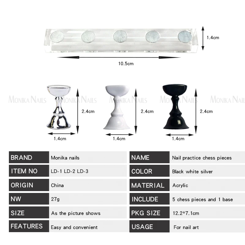 

Stand Nail Art Practice Home Manicure False Nail Tip Display Polish Showing Magnetic Holder Training Crystal Alloy Shelf Tools