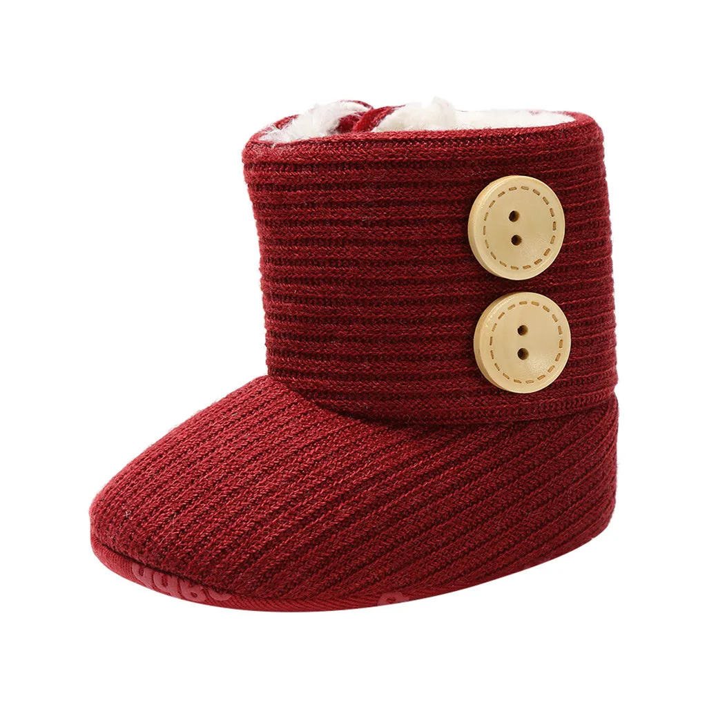 Ботинки для новорожденных зимняя обувь девочек и мальчиков модные однотонные