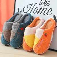 indoor non slip men slippers winter cotton slippers home short plush slides bedroom couples shoes furry thick sole women slipper