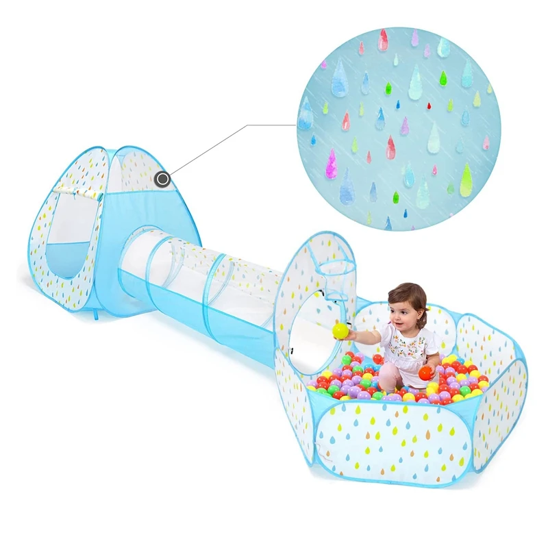 Детская игровая палатка туннель для ползания и яма мячей с Баскетбольным обручем