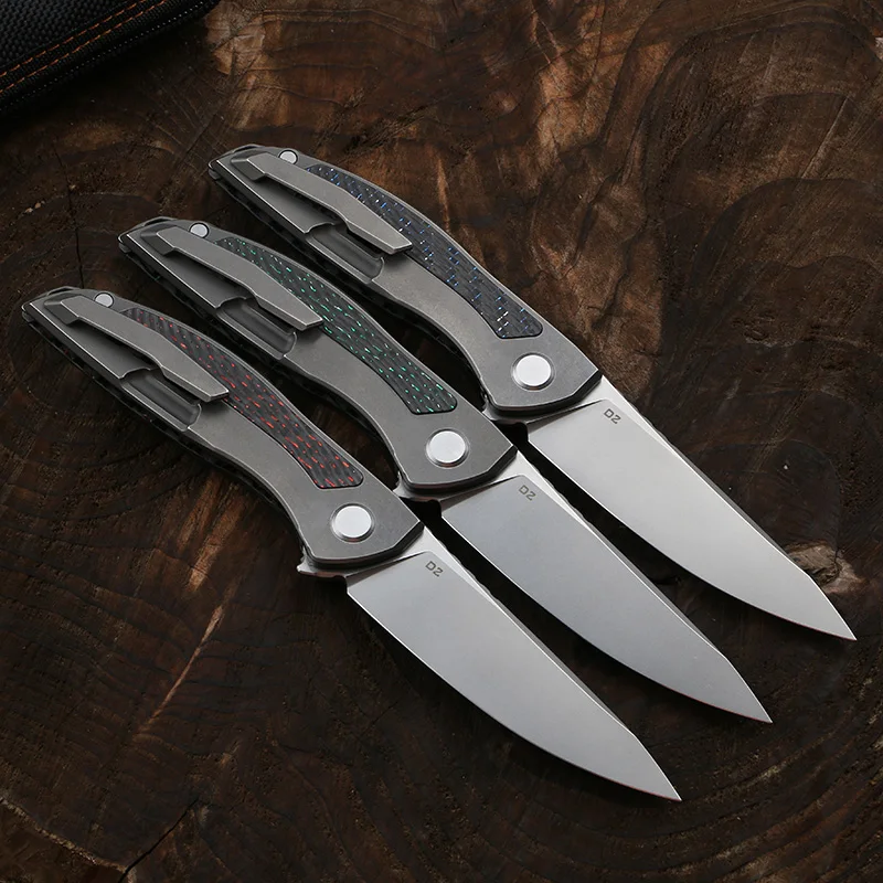 Green thorn hation zero flipper d2 carbon fiber + TC4 titanium knife CF camping knob bag fruit practical survival EDC tool | Инструменты