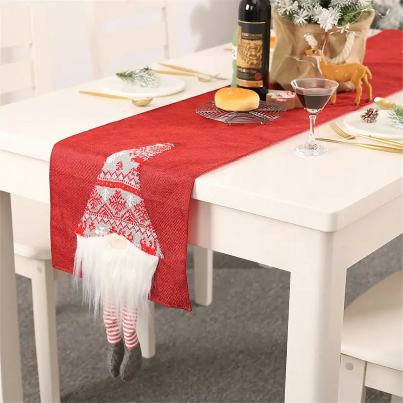 

Christmas Holiday Table Runners Cloth Flags Santa Claus Xmas Dining Home Decor