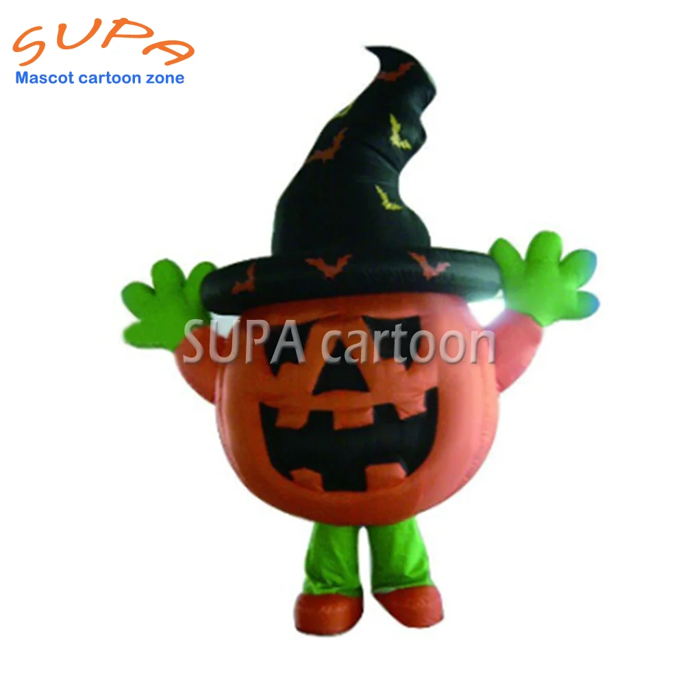 

Custom made Pumpkin Mascot Costume with black hat for Halloween Party