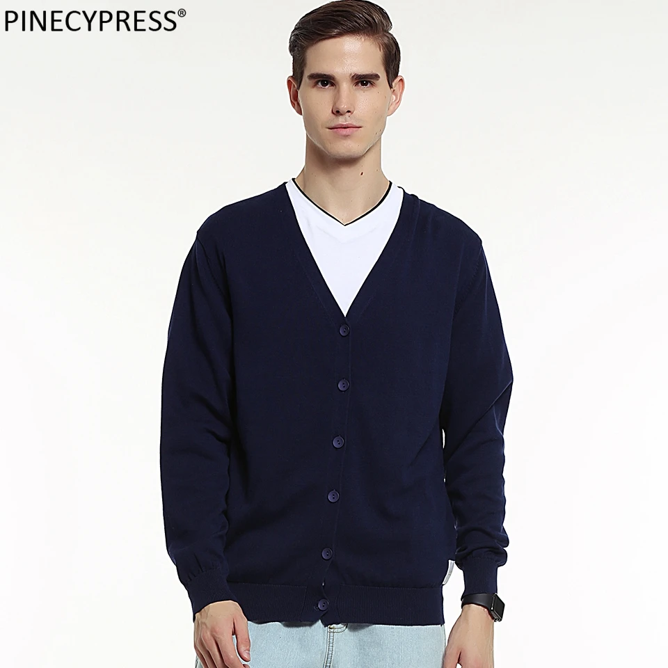 Мужской однобортный Кардиган трикотажный кардиган из 100% хлопка с длинным