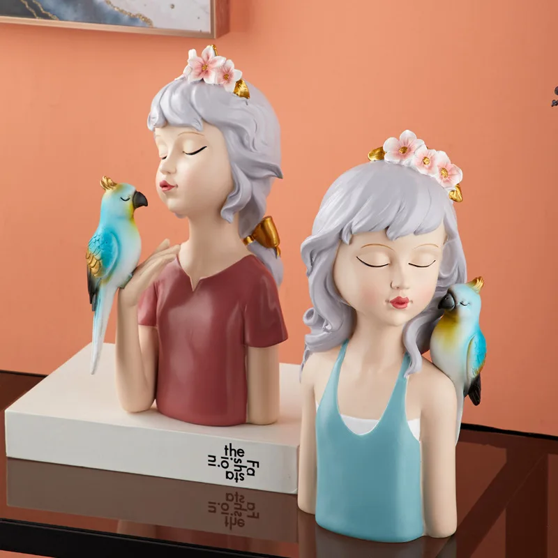 Модный бюст в виде попугая для девочки из смолы сада миниатюрный декор дочери