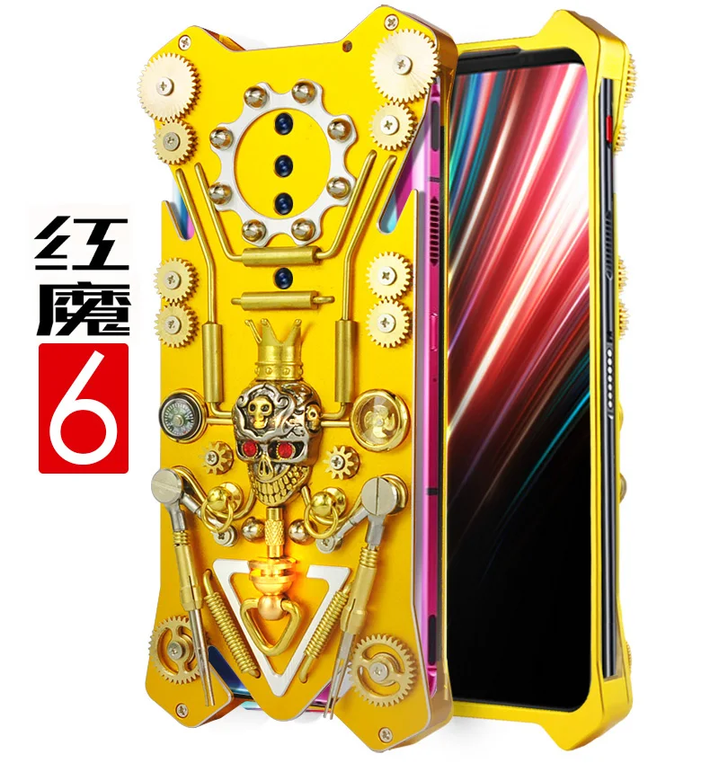 Metal de Alumínio Mecânica para Nubia Magia Vermelha Luxo Heavy Duty Case Armadura Engrenagem 5g 5s 6 Pro