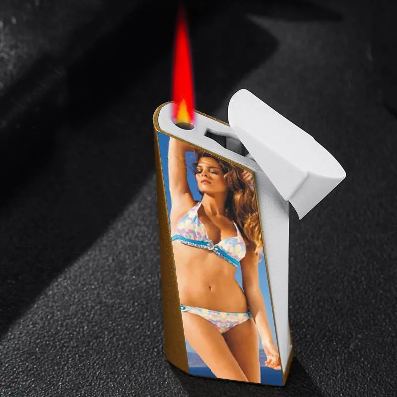 

Creative Pattern Red Flame Windproof Lighter Metal Torch Butane Gas Lighter Pipe Portable Smoking Accessories Cute and Cool