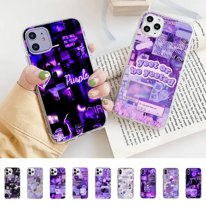 

Purple Love Aesthetic Art Phone Case for iphone 13 8 7 6 6S Plus X 5S SE 2020 XR 11 12 pro XS MAX