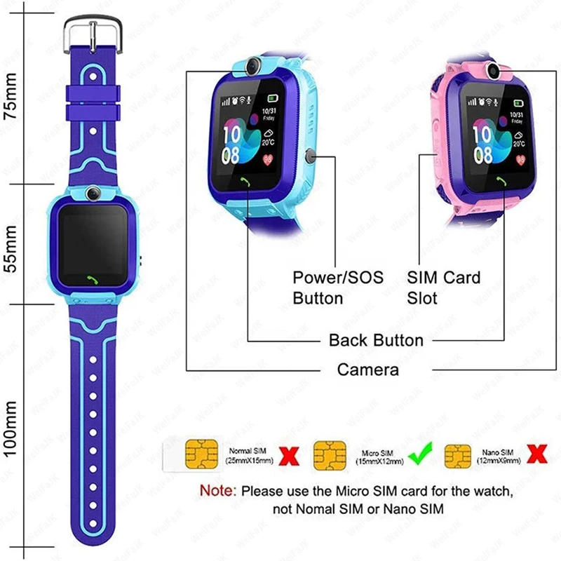 childrens smart watch gps sos phone wrist watch smartwatch with sim card photo waterproof ip67 kids gift for ios xiaomi android free global shipping