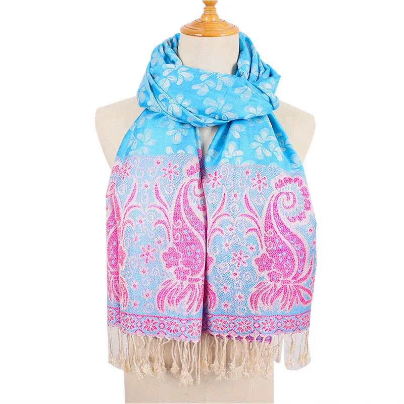 

Scarf Female Autumn Winter Ethnic Lengthened Female Cotton Linen Jacquard Fringed Air Conditioning Shawl Sunscreen Long