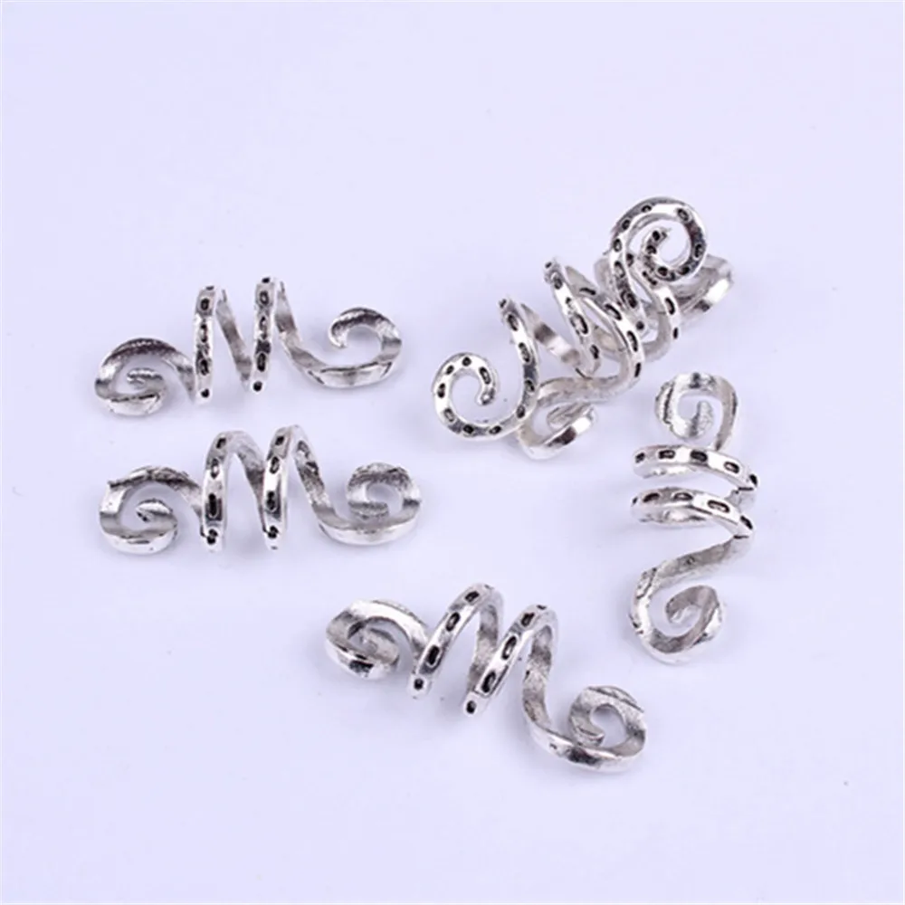 

10PCS Vintage Metal Silver Gold Viking Spiral Hair Braid Dread Beard Dreadlock Beads Rings Tube Clips For Hair Accessories