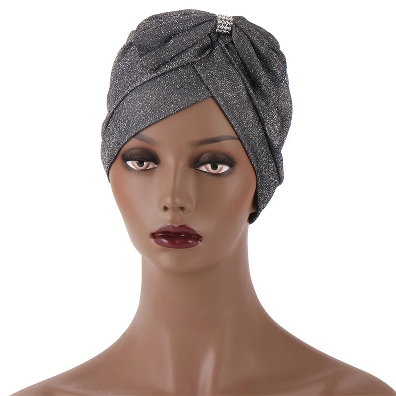

Luxury Women Multicolor Glitter Bowknot Turban Hat Muslim India Bonnet Chemo Hijab Beanie Cap Ladies Turbante Hair Accessories