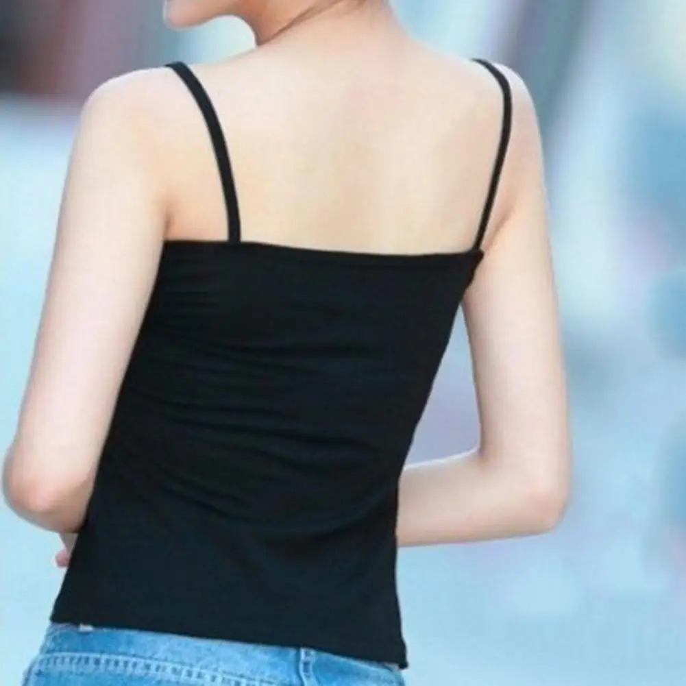 Vest Spaghetti Straps Solid Color Women Sleeveless Slim Camisole Tank Top for Summer   Vest    Slim Camisole Tank Top
