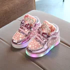 Спортивная обувь для девочек, детские ботинки принцессы, светящиеся Повседневные детские ботинки для девочек, обувь для малышей со светодиодной подсветкой, детская обувь, кроссовки с мягкой подошвой