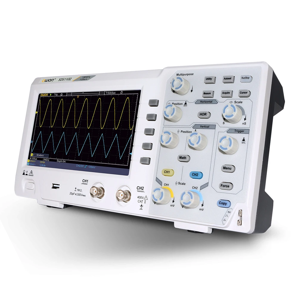 

OWON SDS1102 Oscilloscope 2-Channel Digital Oscilloscopes 100MHZ Bandwidth 1GS/s High Accuracy Oscilloscope