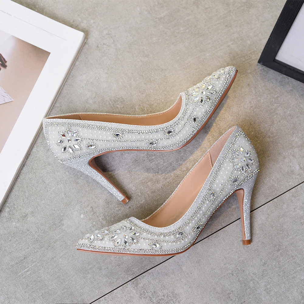 

Lovirs Women's Rhinestone Glitter Pumps High Heel Pointed Toe Stiletto Shoes Dress Party Wedding Pumps Shoes