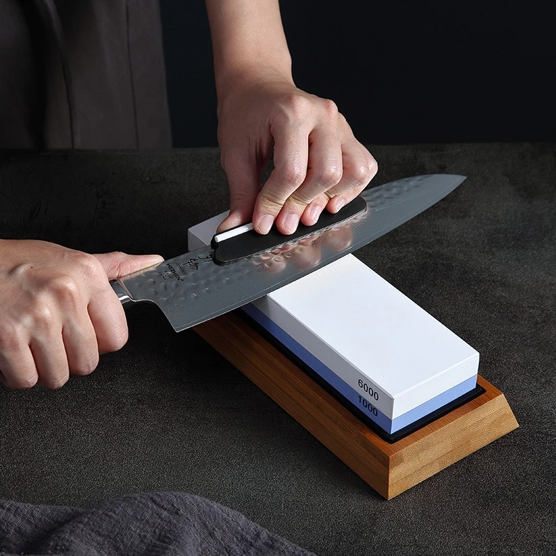 

Двухсторонняя Ножи с каменным Профессиональный Sharpener240 400 1000 3000 6000 2-в-1 зернистый водяной камень Кухня инструмент с углом Guid