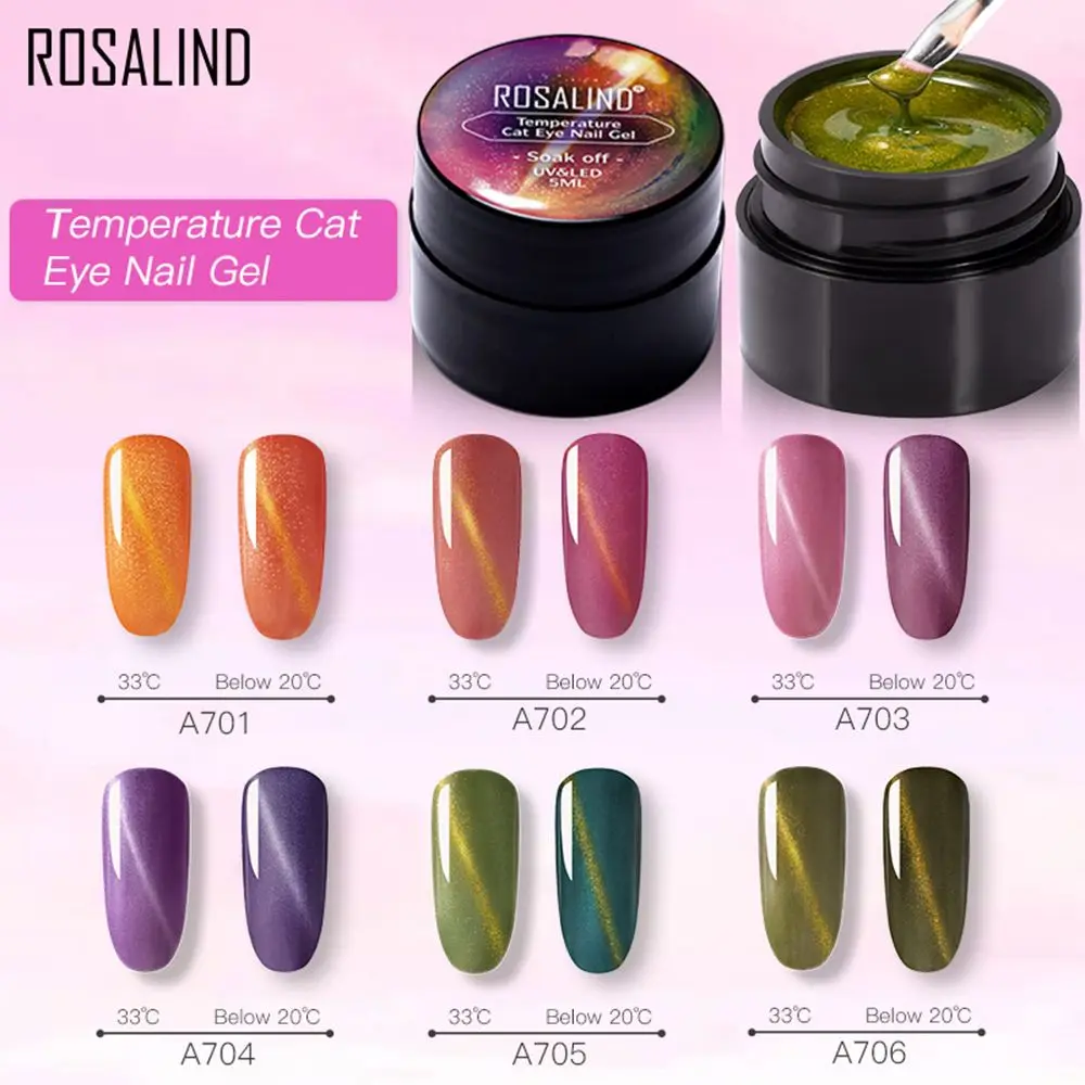 ROSALIND температурный сменный кошачий гель для глаз лак для ногтей Vernis Полупостоянный гель для ногтей Гибридный Varnis UV Гель-лак для маникюра инструмент