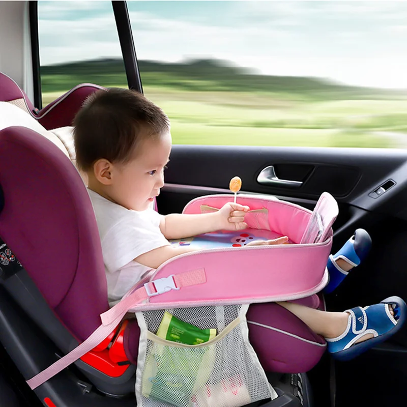 Мультяшный детский поднос для сидения в автомобиле, Детская портативная многофункциональная Съемная тарелка, держатель для еды, столик для... от AliExpress WW