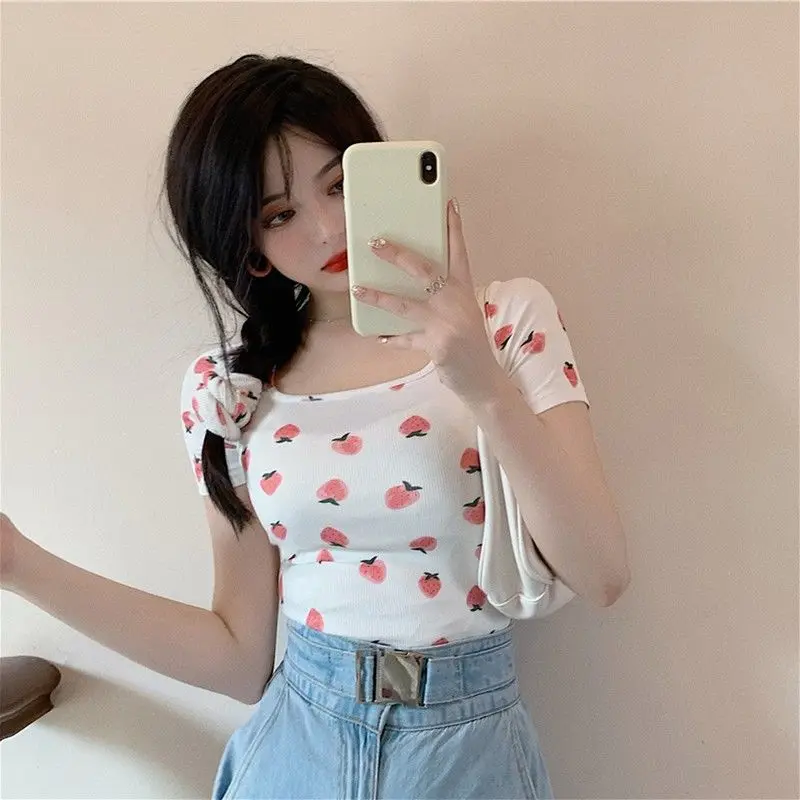 

Y2k Summer Thin Woman Tshirts Sexy Alt Clothes Aesthetic 2021 Fashion Print Short Sleeve Tops Mujer MINGLIUSILI E Girl Tee Shirt