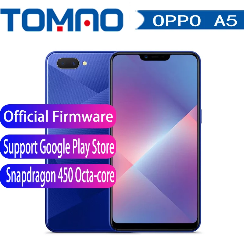 Оригинальный мобильный телефон Oppo A5 4G LTE Восьмиядерный процессор Snapdragon 450 на базе