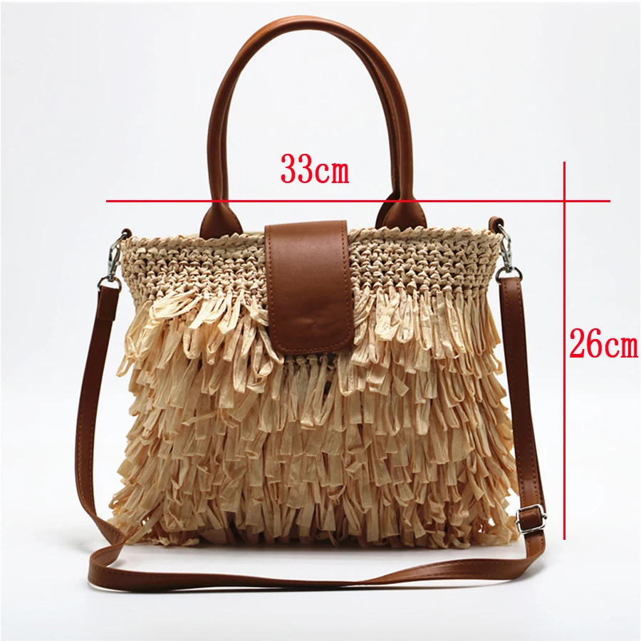 

Fashion Tassel Straw Bags Handmade Letters Rattan Women Handbags Wicker Woven Shoulder Crossbody Bag Summber Beach Purse 2021