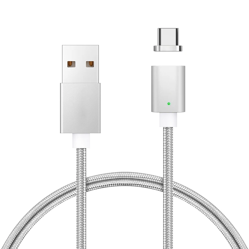 Silver Светодиодный магнитный кабель Micro usb type C супер быстрая зарядка телефона Microusb type-C магнитное зарядное устройство usb c для iphone huawei xiaomi - Цвет: Silver