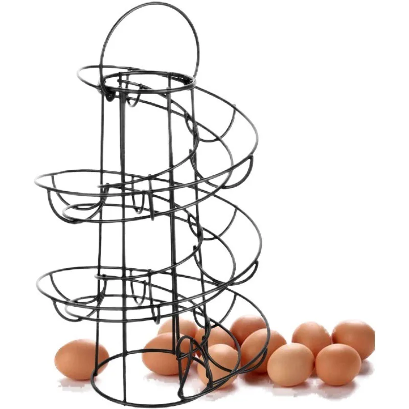 Modern Iron Spiral Egg Holder Roller Rack Organizer Dispenser Keeper 24 Eggs | Racks & Holders