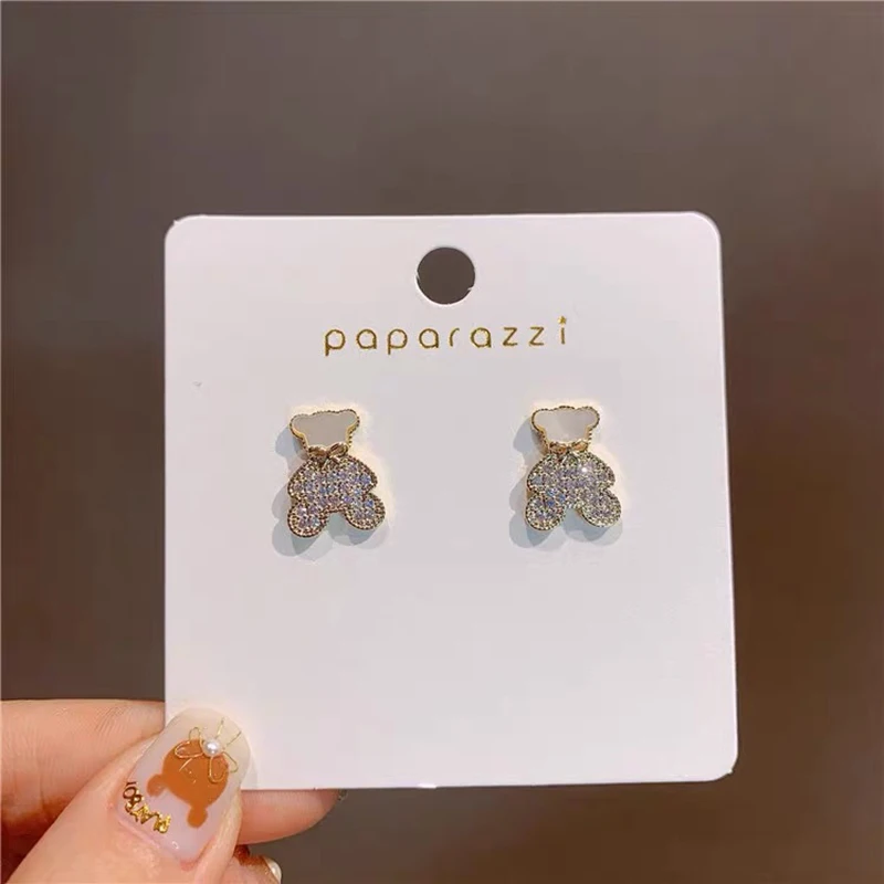 

Sweet Cute Bear Earrings Plaid Gift Bear Stud Earrings No Ear Piercing Ear Clip Women Earrings Ear Clip Girl Holiday Gifts