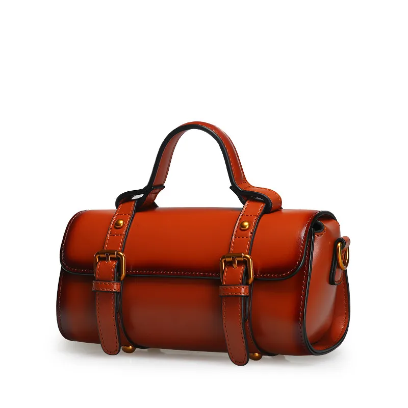 

2021 Shoulder Bag Fashion Lady Oil Wax Cowhide Messenger Bag Brown Vintage Women's Bags Luxury Women Brand Handbags Wholesale