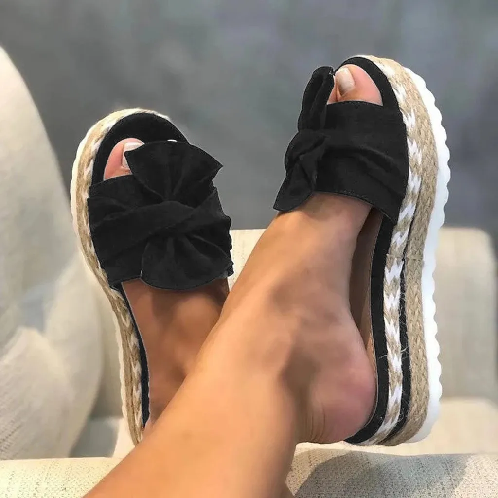 

2021 Summer Fashion Sandals Shoes Women Bow Summer Sandals Slipper Indoor Outdoor Flip-flops Beach Shoes Female Slippers