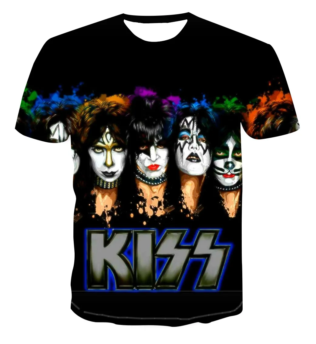 Новая модная мужская футболка 3D с принтом kiss забавная крутая