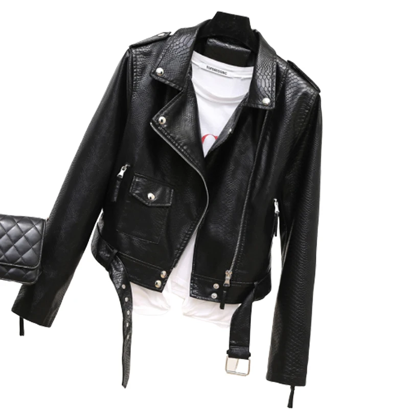 Женская Повседневная Туника из искусственной кожи со змеиным узором черная