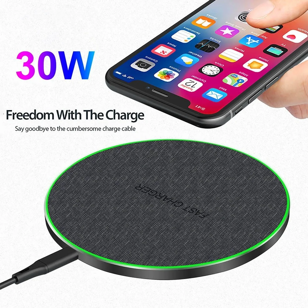 

30W Qi Wireless Charger Induction Type C Fast Charging Pad For iPhone 11 Pro XS X XR 8 for Samsung S20 S10
