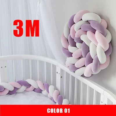 3M-01 3 м смешанные цвета плетеная Накладка для детской кроватки узел Подушка плетеная Подушка для подушек для кроватки для детской кроватки, детская подушка для декора стен в детской комнате - Цвет: 3M-01