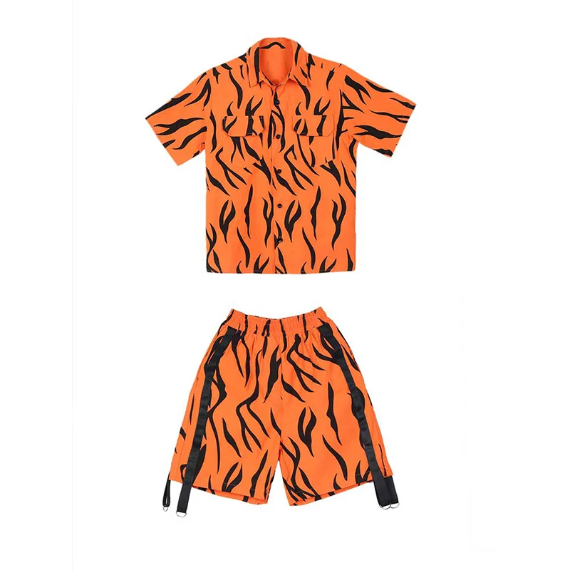 

2020 Children'S Trend Performance Clothing Hip Hop Costumes Boys Girls Jazz Dance Outfit Modern Stage Wear Summer Print Suit