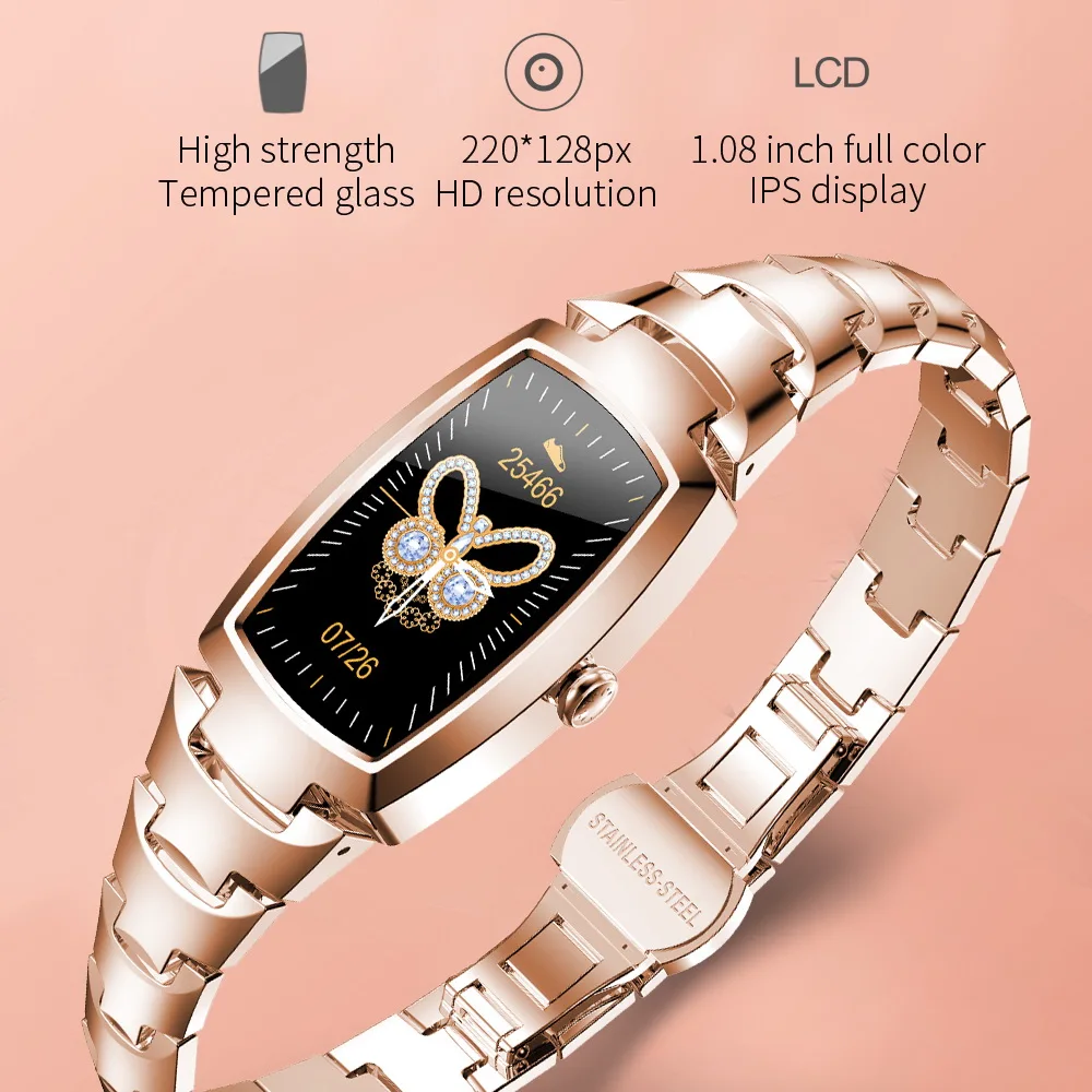 

2021 H8 Pro Smart Watch Women Fashion Lovely Women's Watches Heart Rate Monitor Bracelet Call Reminder Bluetooth for IOS Android